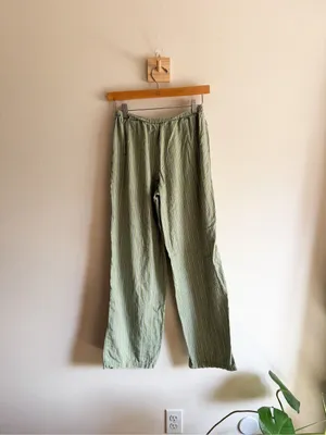 Zara Linen Blend Stripe Pull On Pant Size XS thumbnail 3