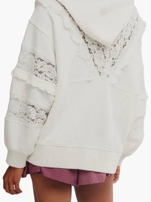 Free People Movement Studio Tunic Lace Trim Hooded Sweatshirt thumbnail 2