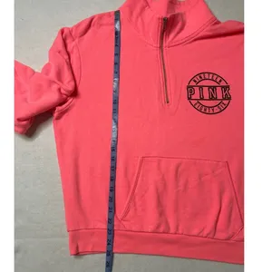PINK Victoria's Secret Love Pink 1/4 Zip Sweatshirt Neon Logo Sleeve Large thumbnail 7