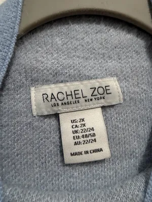 Rachel Zoe Blue White Mountain Snowy Winter Fuzzy Sweater Size 2x thumbnail 7