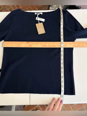 Madewell Flared-Sleeve Boatneck Sweater in Merino Wool-Silk Blend dark navy xl‎ thumbnail 6