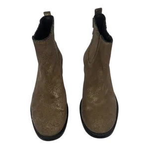 Tory Burch Bronze Gold Shimmer Suede Ankle Boots Size 7 thumbnail 2