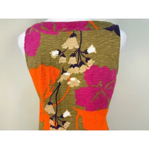 Boden Floral Shift Dress‎ 6L Green Orange V-Neck Crochet Trim Cotton Excellent thumbnail 9