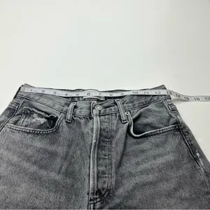 Agolde 90’s Crop Faded Black Trip Dark Grey Gray High Rise‎ Loose 24 Denim Jean thumbnail 6