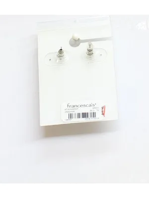 NWT Francesca's Womens Fashion Round Pearl Stud Earrings Green .25" thumbnail 2