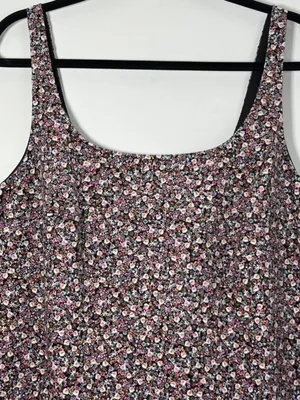 NEW H&M Women’s Large Floral Corduroy Cotton Pull On Tank Shift Mini Boho Folk thumbnail 4