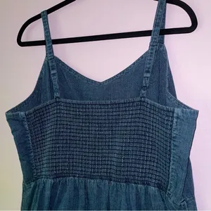 Old Navy Size XL Dark Chambray Denim Mini Dress Babydoll Ruffle Casual Soft Girl thumbnail 5