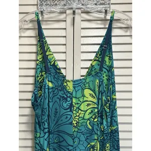 Ambrielle Floral V Neck Adj Straps Maxi Dress Size XL Green/Yellow Colorful EUC thumbnail 6