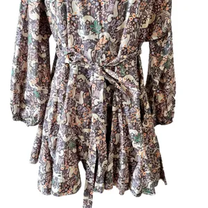 Shop the Mint Get Closer Plum Purple Fox Printed Dress thumbnail 3