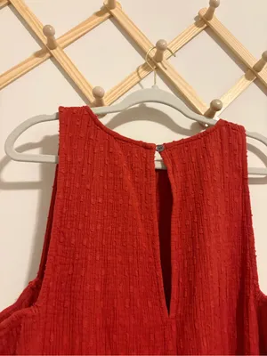 NWT Free People Red/Orange Textured Mini Dress size Medium thumbnail 7