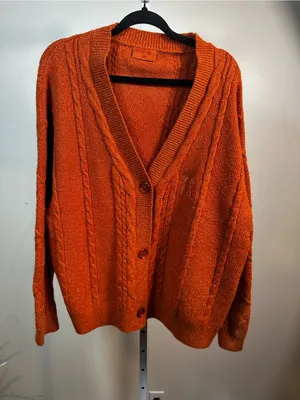S150. Taylor Swift Rust Orange Metallic Knit Sweater thumbnail 1