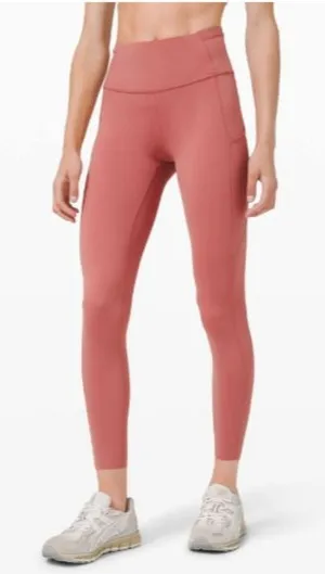 Lululemon Fast &‎ Free 7/8 Tight Cherry Tint Pink Legging 25" Sz 8 High Rise thumbnail 1