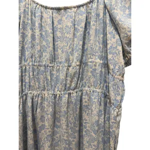 Who What Wear Blue Floral Puff Sleeve Smocked Waist Midi Dress XL Pocket Cottage thumbnail 3