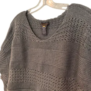 Dex Knit Batwing Sleeve Pullover Sweater Women's‎ Small Gray Boho Hippie Retro thumbnail 3