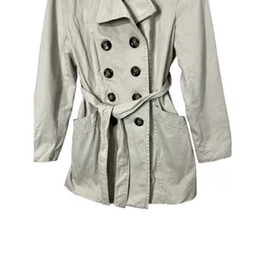 Old Navy Womens‎ Coat Belted Double Breasted Beige Jacket Medium thumbnail 3