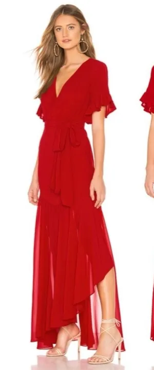 Revolve Dress Privacy‎ Please Red Lobster Asymmetrical Sz XS Ruffle Gown NO BELT thumbnail 1