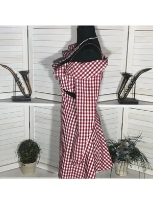 Lovers and Friends Gingham Red One Shoulder Mini Dress M thumbnail 7