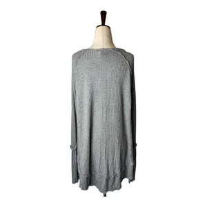 We The Free Shirt Women Medium‎ Gray Oversized Waffle Knit Laguna Thermal Tee thumbnail 4