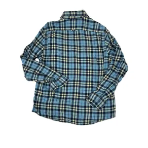 American Eagle Oversized Grunge Plaid Flannel Shirt Women's Large Blue‎ thumbnail 2