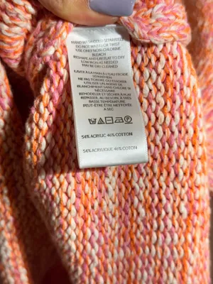 NWT Free People Orange Pink Marled Knit Oversized Button Collar Sweater M thumbnail 9