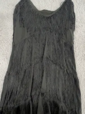 Black Fringe Slip Mini Dress - Women thumbnail 3