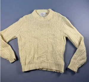 Vintage Career Club Sportswear Cream Wool Blend Chunky Knit Sweater XL USA Made thumbnail 1