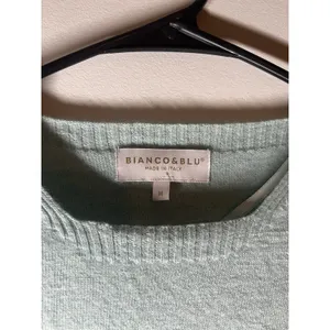 Bianco & Blu‎ Lgt Blue sweater ribbed hemline & side slits Medium Cottage Costal thumbnail 2