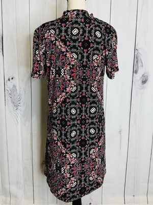 BCBGeneration Womens Size L Floral Short Sleeve A-Line Dress Mock Neck thumbnail 5
