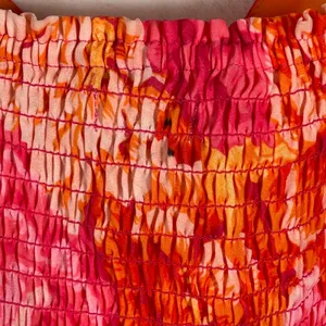 Steve Madden Floral Mini Dress Orange‎ Pink Sweetheart Smocked Back Size 4 thumbnail 8