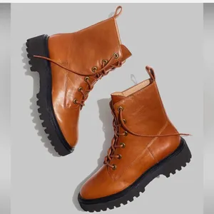 MADEWELL The Rayna Lace-Up Boot In‎ Leather English Saddle Size 9.5 Brown thumbnail 1