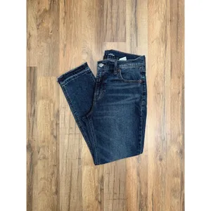 Old Navy‎ Mid Rise Boyfriend Jeans Women's Size 0 Blue Raw Hem Denim Pants thumbnail 2