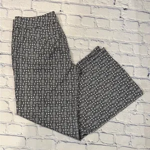 Ann Taylor Trousers silky palazzo Pant Navy Geometric Flowy size 10 thumbnail 3