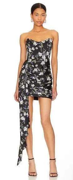 NEW NWT Katie May Chasing Dawn Strapless Dress In Midnight Floral Print thumbnail 1