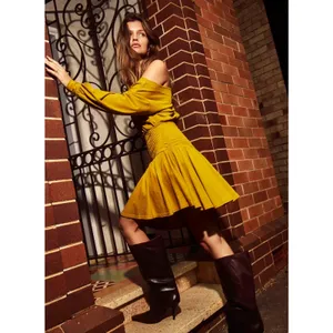 Free People Scorching Hot Long Sleeve Mini Dress Golden Palm S thumbnail 3