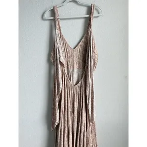 Dress Forum Los Angeles Neutral Pink Floral Tiered Boho Maxi Dress Large Cottage thumbnail 8