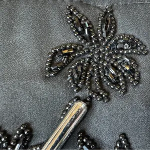 BEBE Black Beaded Evening Purse – Floral Shoulder Bag thumbnail 9