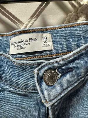 Abercrombie & Fitch Faded Blue High-Rise Cutoff Denim Shorts thumbnail 3