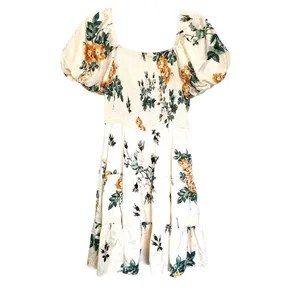 Hayden Los Angeles Cream Floral Puff Sleeve Tiered Mini Dress Pockets Size Small thumbnail 2