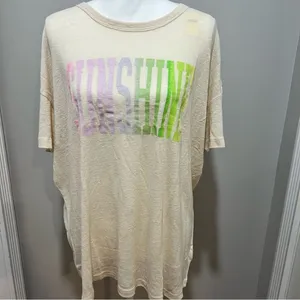 NWT Aerie Linen Blend sunshine Tee Tshirt sz Medium Relaxed Fit womens thumbnail 3