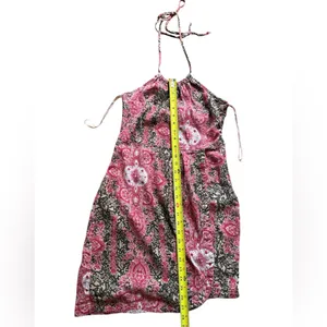 Free‎ People Red and Black Pleated Linen Blend Sundress thumbnail 4