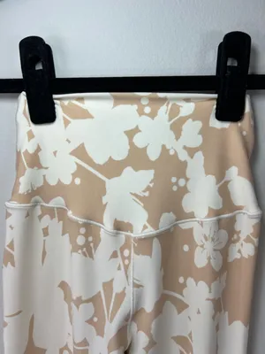 Offline By Aerie Real Me Super Flare Crossover HiRise Leggings Tan Floral Y2K XS thumbnail 10