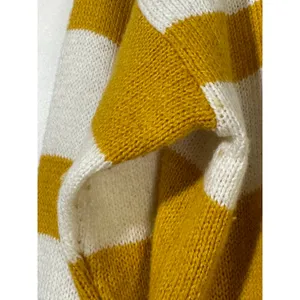 American Eagle Sweater Mustard Striped Wool Blend Medium Soft Knit thumbnail 4