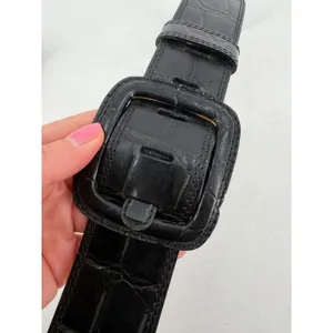 Banana Republic Belt Womens Medium Black Croc Leather Vintage Italian Y2K thumbnail 2
