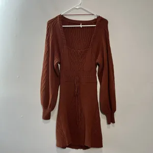 Free People Emmaline Mini Sweater Dress Cut Out Back in Burnt Orange Small‎ thumbnail 4
