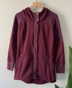 The North Face Red Utility Jacket with Hood Tunic Length Pockets Full Zip quilt thumbnail 1
