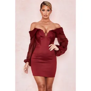 House Of CB Olivia Wine Mini Dress thumbnail 2