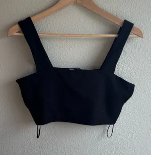 ZARA Black Square Neck Crop Top thumbnail 1
