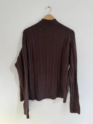 J CREW Ribbed Mockneck Sweater in Supersoft yarn Size XL Brown Knit BM209 thumbnail 5