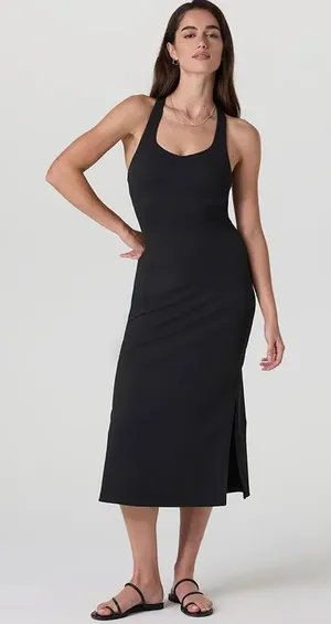 Vuori Halo Racerback Midi Dress Black Size XL thumbnail 1