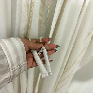 Lovestitch White Striped Kimono Cover Up S/M Boho Beach Caftan Tassel Tie thumbnail 11